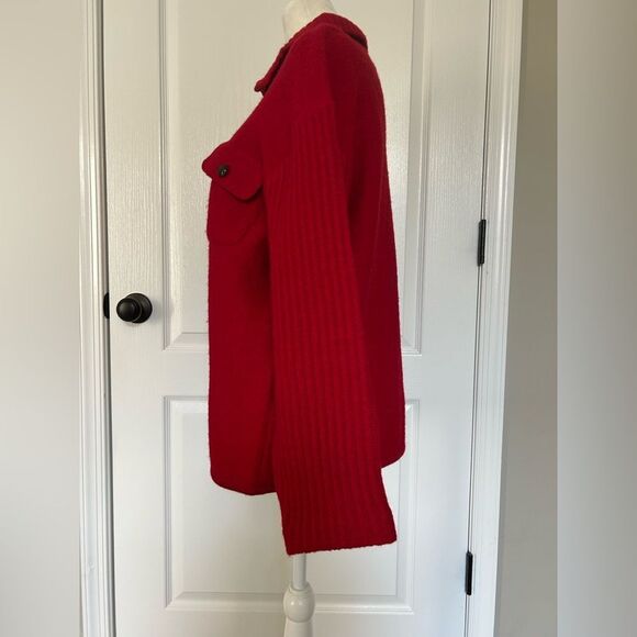 Tally Ho Women’s Red 100% Wool Button Up Cardigan Size Large Petite Vintage - Picture 2 of 11